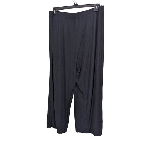 Old Navy Ribbed Wide Leg Pants Womens Size XL Black Flowy Pull On Stretch Comfy - Picture 2 of 4